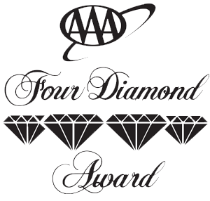 The image shows the AAA Four Diamond Award logo with four diamond icons and stylized text, 